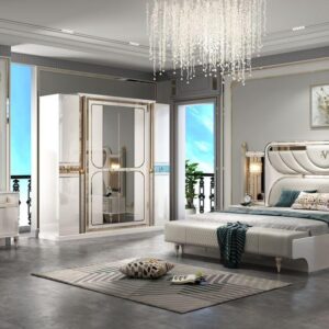 Turkish Exquisite Luxury Bed Set + Ottoman without Wardrobe