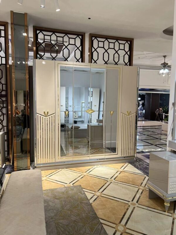 Turkish Exquisite Luxury Bed Set with Storage Ottoman + Wardrobe - Image 3