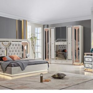 Turkish Luxury Modern Bed Set with Wardrobe