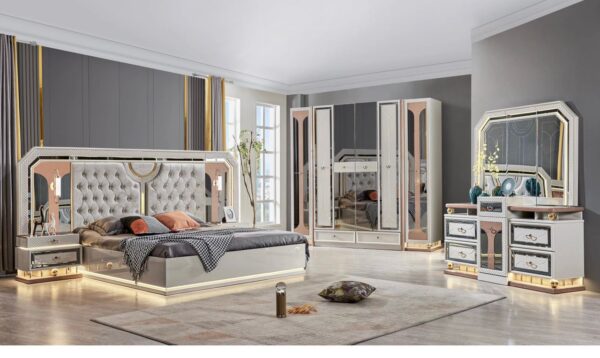 Turkish Luxury Modern Bed Set with Wardrobe