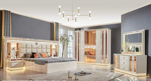 Turkish Luxury Modern Bed Set with Wardrobe