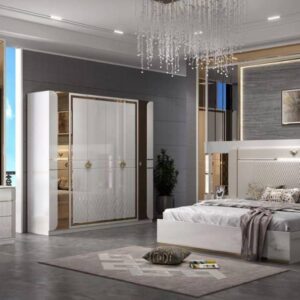 Turkish Luxury Modern Bed Set with Wardrobe