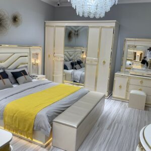Turkish Luxury Modern Bed Set with Storage Ottoman (+ Wardrobe)