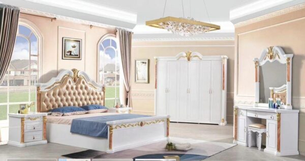 Turkish Semi-Royal Bed set with Wardrobe